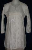 Kurti White Cotton Hand Embroidered Kurti / Tunic Medium Size #1677